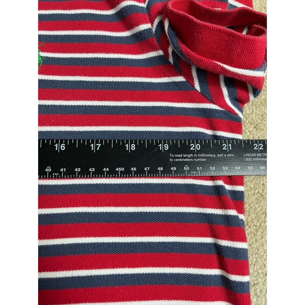 Polo Ralph‎ Lauren Men's Sz L Polo Shirt Yellow Blue Striped Short Sleeve Read